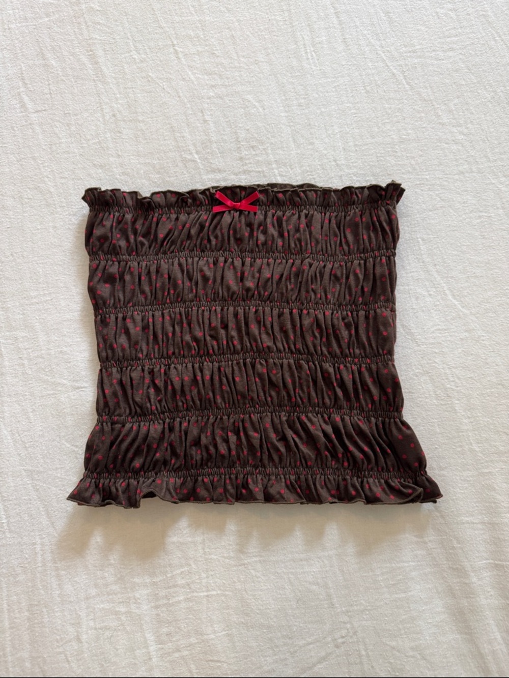 Smocked Tube Top with Red Dot Detail